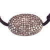 Large Diamond Oval Pendant on Black Cord Bracelet - Karon Jacobson Jewellery