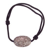 Large Diamond Oval Pendant on Black Cord Bracelet - Karon Jacobson Jewellery