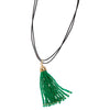 18ct Karon Jacobson Gold & Diamond Tassel Pendant with Emerald Beads - Designer Jewellery - 1