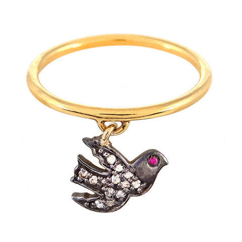 Peace Dove Charm Ring