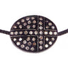Diamond Oval Cross Charm on Black Cord Bracelet - Karon Jacobson Jewellery