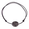 Diamond Oval Cross Charm on Black Cord Bracelet - Karon Jacobson Jewellery