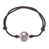 Sterling Silver Love Charm on Black Bracelet - Karon Jacobson Jewellery