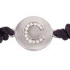Diamond Initial Charm and Black Cord Bracelet
