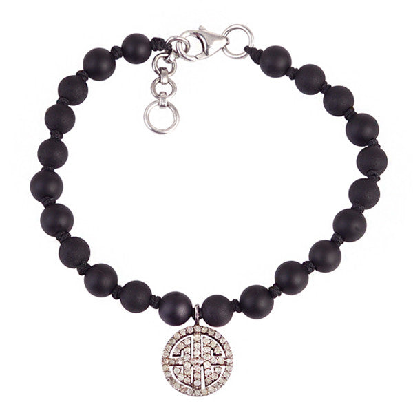 Diamond Eastern Pendant and Onyx Bead Bracelet - Karon Jacobson Jewellery