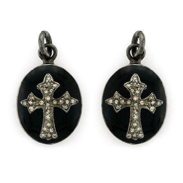 Diamond Cross & Enamel Pendant