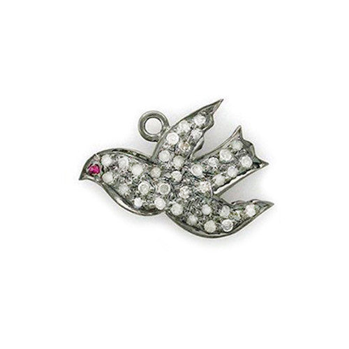 Diamond & Ruby Love Dove Pendant - Karon Jacobson Jewellery