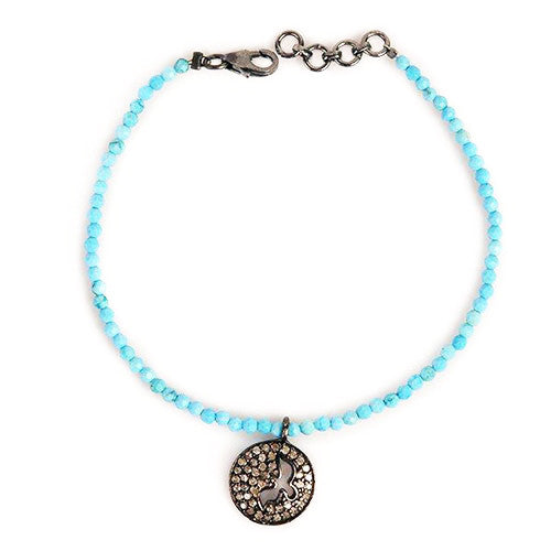 Diamond Dove & Turquoise Bead Bracelet - Karon Jacobson Jewellery