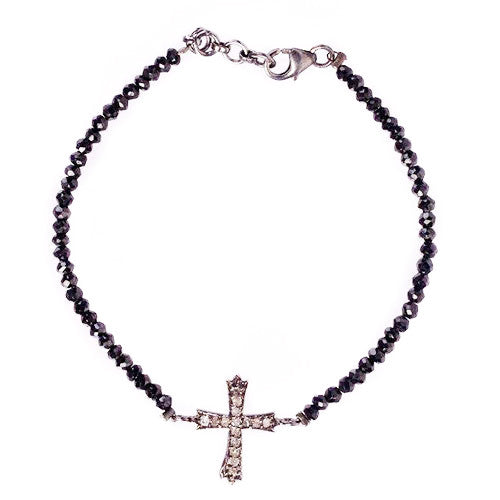 Diamond Cross & Spinel Bracelet - Karon Jacobson Jewellery