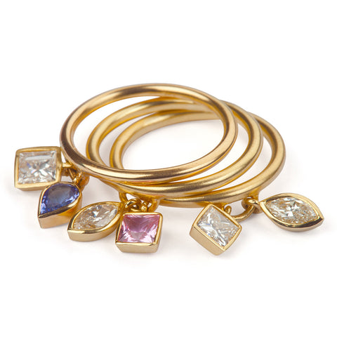 18ct Gold, Diamond & Sapphire Charm Ring
