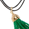 18ct Karon Jacobson Gold & Diamond Tassel Pendant with Emerald Beads - Designer Jewellery - 4