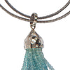 Karon Jacobson 18ct White Gold & Diamond Tassel Pendant with Aquamarine Beads - 2